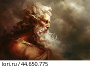 Majestic zeus in clouds digital artwork. Стоковое AI-изображение, AI-художник Иван Рябоконь / Фотобанк Лори
