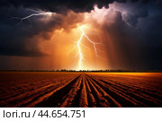 Blinding Thunderstorm lighting. Generate Ai. Стоковое AI-изображение, AI-художник Иван Рябоконь / Фотобанк Лори