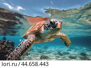 Steady Turtle swim sea. Generate Ai. Стоковое AI-изображение, AI-художник Иван Рябоконь / Фотобанк Лори