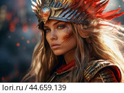 Warrior woman in fantasy armor. Стоковое AI-изображение, AI-художник Иван Рябоконь / Фотобанк Лори