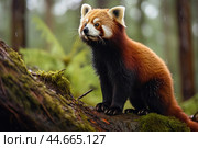 Red Panda in the wild. Стоковое AI-изображение, AI-художник Veniamin Kraskov / Фотобанк Лори