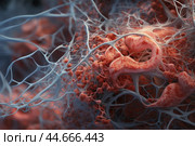 Detailed 3d illustration of blood vessels and arteries. Стоковое AI-изображение, AI-художник Иван Рябоконь / Фотобанк Лори