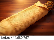 Unblemished Torah papyrus background. Generate Ai. Стоковое AI-изображение, AI-художник Иван Рябоконь / Фотобанк Лори
