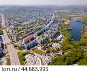 Stary Oskol city with Alexander Nevsky Cathedral at summer day, Russia. Стоковое фото, фотограф Яков Филимонов / Фотобанк Лори