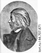 Adam Bernard Mickiewicz, 1798 - 1855, Polish writer, poet and translator, playwright, teacher, political publicist, illustration from Plutarch of the 19 century, St. Petersburg, Russia, 1902-1903. Стоковое фото, фотограф Константин Тимофеев / Фотобанк Лори