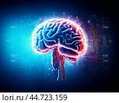The brain on a virtual screen. Artificial intelligence. Стоковое AI-изображение, AI-художник Сергей Елизарьев / Фотобанк Лори