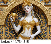 Babylon the Great, Whore of Babylon, refers to both a symbolic female figure and a place of evil as mentioned in the Book of Revelation of the New Testament. Babyloniacus fornicaria. AI generated. Стоковое AI-изображение, AI-художник Юлия Петровская / Фотобанк Лори