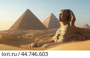 The Great Sphinx and Pyramids of Egypt. Стоковое AI-изображение, AI-художник Veniamin Kraskov / Фотобанк Лори