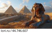 The Great Sphinx and Pyramids of Egypt. Стоковое AI-изображение, AI-художник Veniamin Kraskov / Фотобанк Лори