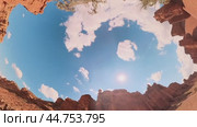 The natural contrast of the blue sky and yellow rocks. Стоковое видео, видеограф Ярославский Максим / Фотобанк Лори