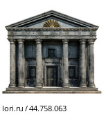 Classic greco roman bank facade with transparent background. Стоковое AI-изображение, AI-художник Иван Рябоконь / Фотобанк Лори