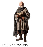 Wise elderly man holding an ancient book. Стоковое AI-изображение, AI-художник Иван Рябоконь / Фотобанк Лори