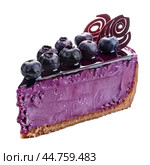 Delicious blueberry cheesecake slice on transparent background. Стоковое AI-изображение, AI-художник Иван Рябоконь / Фотобанк Лори