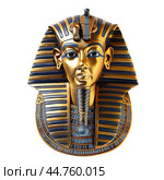 Golden mask of tutankhamun pharaoh on white background. Стоковое AI-изображение, AI-художник Иван Рябоконь / Фотобанк Лори