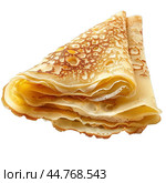 Stack of thin hot delicious russian pancakes lying on top of each other. Стоковое AI-изображение, AI-художник Иван Рябоконь / Фотобанк Лори