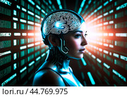 The concept of high technology development, artificial intelligence, super brain, robotics development,The concept of high technology development, artificial intelligence, super brain, robotics development,The concept of high technology development, artificial intelligence, super brain, robotics development,Концепция развития высоких технологий,исскуственный интелект,супер мозг,развитие робототехники. Стоковое AI-изображение, AI-художник Миронов Павел / Фотобанк Лори