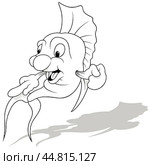 Drawing of a Cute Ocean Fish Pointing a Finger. Стоковая иллюстрация, иллюстратор Roman Dekan / PantherMedia / Фотобанк Лори