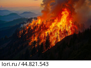 Ecological disaster - forest fire. Generative AI. Стоковое AI-изображение, AI-художник Андрей Аркуша / Фотобанк Лори