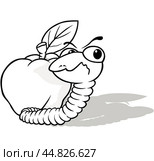 Drawing of a Worm in Front of an Apple. Стоковая иллюстрация, иллюстратор Roman Dekan / PantherMedia / Фотобанк Лори