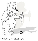 Drawing of a Standing Bear with a Writing Pen. Стоковая иллюстрация, иллюстратор Roman Dekan / PantherMedia / Фотобанк Лори
