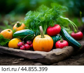 Gifts of autumn, fresh harvest. Still life. Стоковое AI-изображение, AI-художник Сергей Елизарьев / Фотобанк Лори