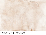Watercolor neutral light brown background texture. Calm taupe color stains on paper, hand painted. Стоковая иллюстрация, иллюстратор Ксения Лаптева / Фотобанк Лори