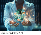 Female physicist at work close-up. Woman career concept. Стоковое AI-изображение, AI-художник Ксения Лаптева / Фотобанк Лори