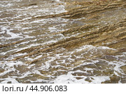 Natural background of ocean water and flysch in Basque country in summer day. Стоковое фото, фотограф YuryKara / Фотобанк Лори