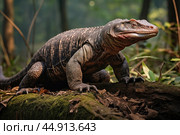 Giant Indonesian varanus (Varanus komodoensis) in the wild. Стоковое AI-изображение, AI-художник Veniamin Kraskov / Фотобанк Лори