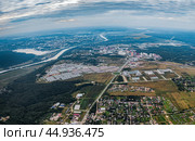 Правобережная часть Калуги, вид с высоты на рассвете (2020 год). Стоковое фото, фотограф Василий Мальцев / Фотобанк Лори