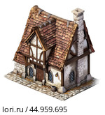 Medieval fantasy rpg video game house with tile roof isometric illustration. Стоковое AI-изображение, AI-художник Иван Рябоконь / Фотобанк Лори