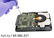 Жесткий диск HDD изолирован на белом фоне. Hard disk drive HDD isolated on white background. Стоковое фото, фотограф Татьяна Д / Фотобанк Лори