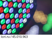 Futuristic bright lighting of stage spotlight. Photo is suitable for postcard design, template backgrounds, greeting card, posters. Стоковое фото, фотограф YuryKara / Фотобанк Лори