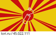 Символ динамита на фоне анимации из движущихся лучей солнца. Большой оранжевый символ немного увеличивается. Плавная закольцованная анимация в формате 4k на желтом фоне. Стоковое видео, видеограф Карпенко Алексей / Фотобанк Лори