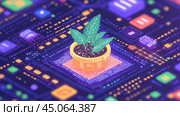 Инфографика весеннего роста: интеграция природы и технологий для инновационного дизайна. Стоковое AI-изображение, AI-художник ФотоИнтеллект / Фотобанк Лори