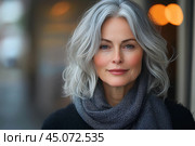 Портрет веселой взрослой женщины. Стоковое AI-изображение, AI-художник Щеголева Ольга / Фотобанк Лори