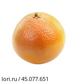 Single grapefruit on a white background showing its dimpled skin. Стоковое AI-изображение, AI-художник Иван Рябоконь / Фотобанк Лори