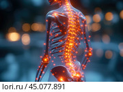 Lumbar and cervical spine hernia, spondylosis of the intervertebral disc, health problems concept. Стоковое AI-изображение, AI-художник Станислав Тарко / Фотобанк Лори