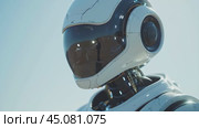 Smart robotic assistant, white human-like robot. Artificial intelligence in humanoid head. Generative bot for creating ideas, editing, searching for questions. Internet and information technology. Стоковое AI-видео, аниматор Ирина Михайличенко / Фотобанк Лори