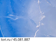 Texture of winter ice surface. Blue natural ice background. Стоковое фото, фотограф Сергей Пристяжнюк (Serg Zastavkin) / Фотобанк Лори