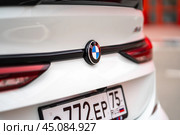 KRASNOYARSK, RUSSIA - September 12, 2024: White BMW 2 Series Gran Coupe (F44) 218i. Редакционное фото, фотограф Плотников Дмитрий / Фотобанк Лори