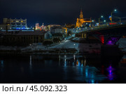 Вид на ночной Гродно. Редакционное фото, фотограф Александр Салук / Фотобанк Лори