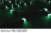 Pulsating glowing cables flowing across a dark surface. Стоковое видео, видеограф Данил Руденко / Фотобанк Лори