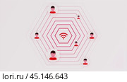 Wifi signal connecting people working remotely in network. Стоковое видео, видеограф Данил Руденко / Фотобанк Лори