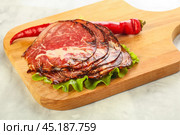 Dried pork neck meat snack. Стоковое фото, фотограф Андрей Старостин / Фотобанк Лори