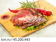 Dried pork neck meat snack. Стоковое фото, фотограф Андрей Старостин / Фотобанк Лори