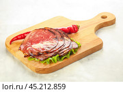 Dried pork neck meat snack. Стоковое фото, фотограф Андрей Старостин / Фотобанк Лори
