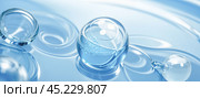 Hyaluronic acid molecules. Hydrated chemicals, molecular structure and blue spherical molecule. Microscope h2o water molecules, blue cosmetic advertising background. Стоковое AI-изображение, AI-художник Павел Муравьев / Фотобанк Лори