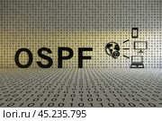 OSPF concept text sunlight 3D illustration. Стоковая иллюстрация, иллюстратор Максим Иванов / Фотобанк Лори
