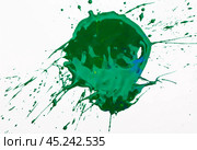 Green paint spot on paper, colorfull artistic image on white background. Стоковое фото, фотограф Яков Филимонов / Фотобанк Лори